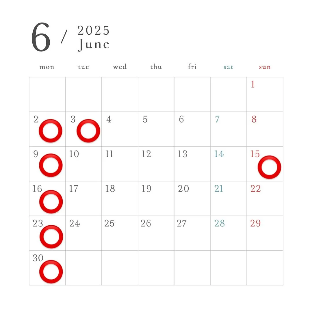 6月の営業日のご案内🌞