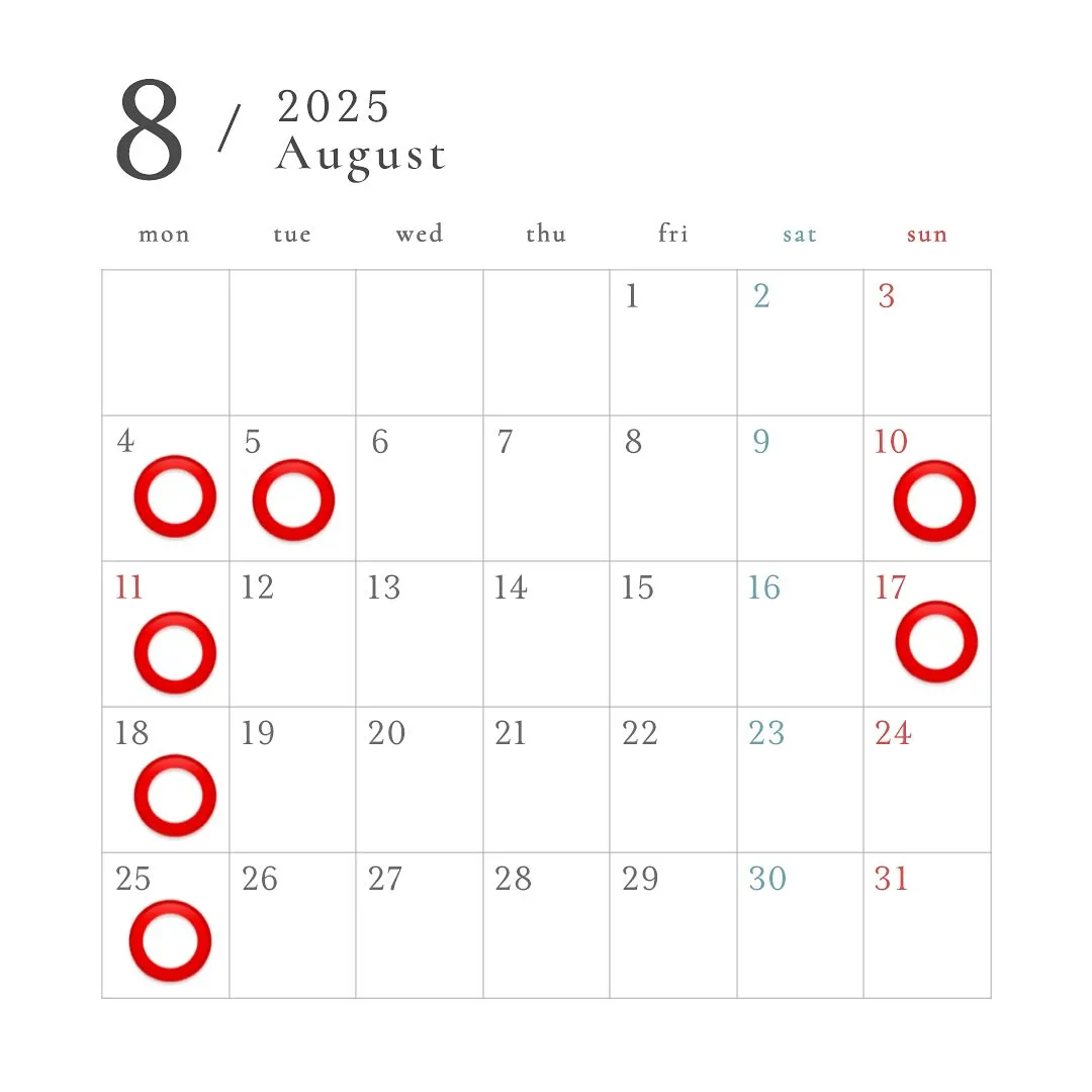 8月の営業日のご案内🐳